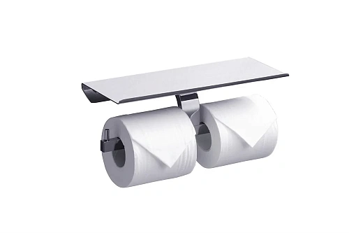Держатель туалетной бумаги Rush Edge ED77142B двойной с полкой Держатель туалетной бумаги Rush Edge ED77142B двойной с полкой