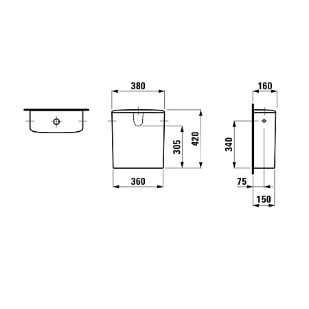Бачок для унитаза Laufen Palace New 2870.0 (8.2870.0.000.278.1), подвод воды (слева или справа) и сз Бачок для унитаза Laufen Palace New 2870.0 (8.2870.0.000.278.1), подвод воды (слева или справа) и сз