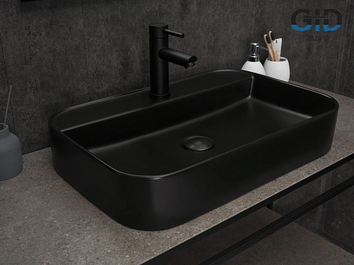 Раковина Gid Bm9660 53376 накладная черная матовая 60x40x11 Раковина Gid Bm9660 53376 накладная черная матовая 60x40x11