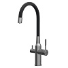 Картинка анонса товара «смеситель для кухни lemark expert lm5083gmn-black c гибким изливом, с подключением к фильтру, графит нано/черный»