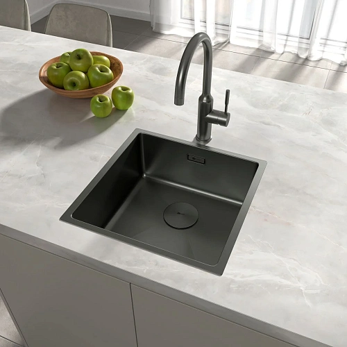 Кухонная мойка Lemark OLANGA 440 из нержавеющей стали, графит 9936123 Кухонная мойка Lemark OLANGA 440 из нержавеющей стали, графит 9936123