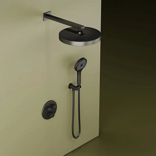 Душевая система Sancos Space SC3006GMG встраиваемый с термостатом, вороненая сталь Душевая система Sancos Space SC3006GMG встраиваемый с термостатом, вороненая сталь