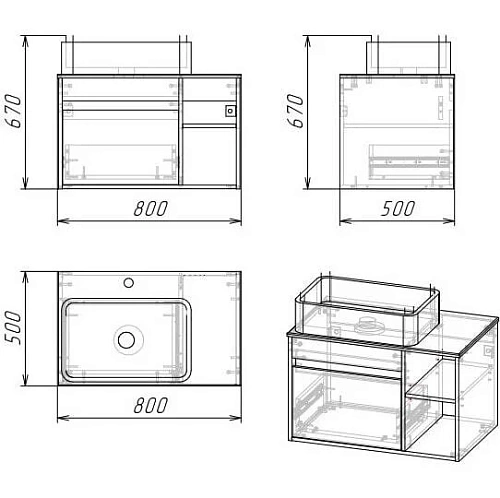 Тумба под раковину GROSSMAN ФАЛЬКОН-80 см бетон (ум.GR-3016) подвесная 108005 Тумба под раковину GROSSMAN ФАЛЬКОН-80 см бетон (ум.GR-3016) подвесная 108005