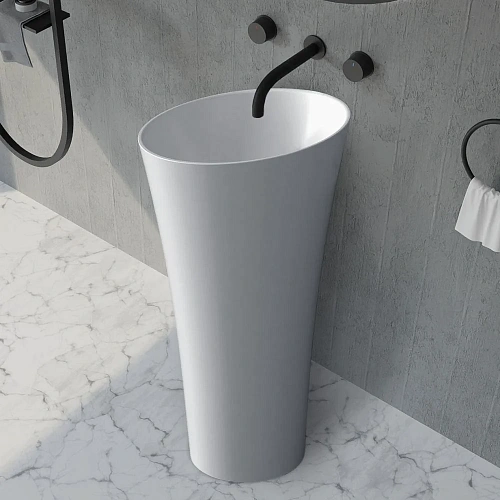 Раковина ABBER Stein AS2509 отдельностоящая, белая матовая Раковина ABBER Stein AS2509 отдельностоящая, белая матовая