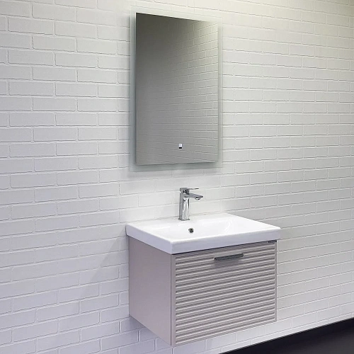 Тумба с раковиной Comforty Касабланка-60 00-00020108 серый шелк с ручкой серый металлик раковина Moduo 60 Тумба с раковиной Comforty Касабланка-60 00-00020108 серый шелк с ручкой серый металлик раковина Moduo 60