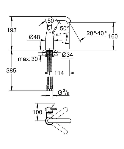 Смеситель для раковины GROHE Essence+ (23463001) со средним изливом, хром Смеситель для раковины GROHE Essence+ (23463001) со средним изливом, хром