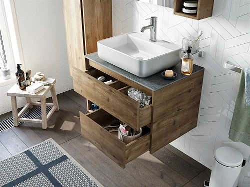 Комплект мебели STWORKI Карлстад 75 дуб рустикальный, роверелла, в стиле лофт, под дерево, российска 427888 Комплект мебели STWORKI Карлстад 75 дуб рустикальный, роверелла, в стиле лофт, под дерево, российска 427888