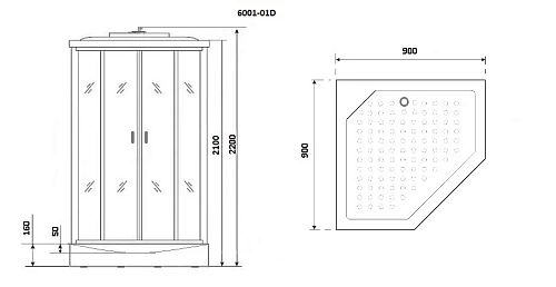 Душевая кабина Niagara Premium NG-6001-01D (900х900х2200) низкий поддон (16 см) стекло прозрачное 60010114D Душевая кабина Niagara Premium NG-6001-01D (900х900х2200) низкий поддон (16 см) стекло прозрачное 60010114D