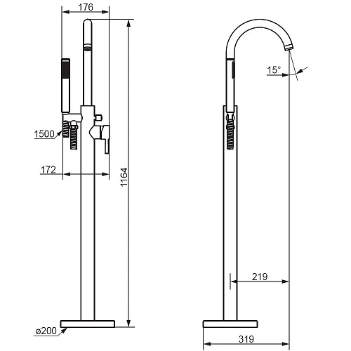Смеситель для ванны Damixa Scandinavian Pure 365000000 отдельностоящий Смеситель для ванны Damixa Scandinavian Pure 365000000 отдельностоящий