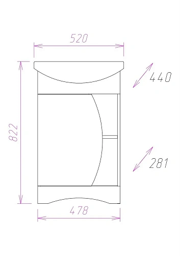 Тумба под раковину Onika ДУЭТ 52.01 105201 Тумба под раковину Onika ДУЭТ 52.01 105201