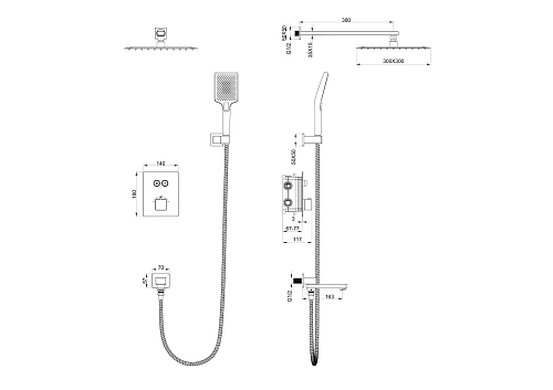 Душевая система Wonzon & Woghand с термостатом, встраиваемая, хром (WW-88929003-CR) Душевая система Wonzon & Woghand с термостатом, встраиваемая, хром (WW-88929003-CR)