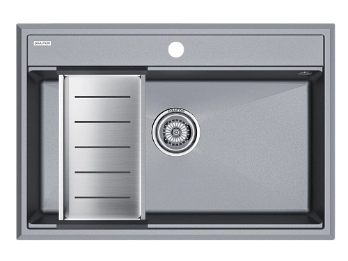 Кухонная мойка Paulmark STEPIA 80 с коландером ADVANCE брашированная PM117551-GRM+A375-BS Кухонная мойка Paulmark STEPIA 80 с коландером ADVANCE брашированная PM117551-GRM+A375-BS