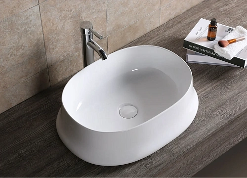 Раковина Ceruttispa CR0060 580х430х160 накладная, белая, овальная, глубокая Раковина Ceruttispa CR0060 580х430х160 накладная, белая, овальная, глубокая