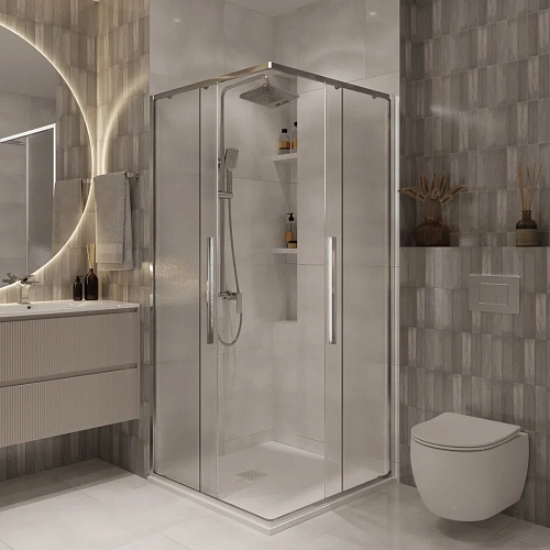 Душевой уголок Niagara Nova NG-3622-34 (80x80x195) квадратная, раздвижная, хром, стекло шиншилла Душевой уголок Niagara Nova NG-3622-34 (80x80x195) квадратная, раздвижная, хром, стекло шиншилла