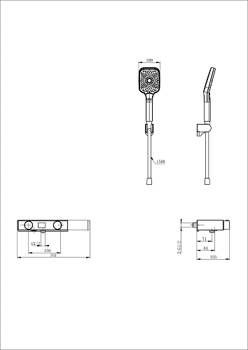 Смеситель для ванны Wonzon & Woghand с термостатом, черный матовый (WW-B2551-MB) Смеситель для ванны Wonzon & Woghand с термостатом, черный матовый (WW-B2551-MB)