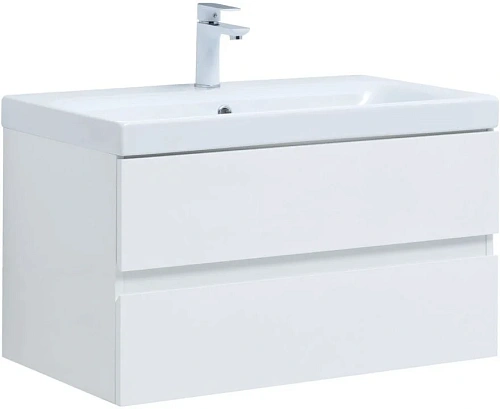 Тумба под раковину Aquanet Беркли 80 белый глянец (2 ящика) 00302351 Тумба под раковину Aquanet Беркли 80 белый глянец (2 ящика) 00302351