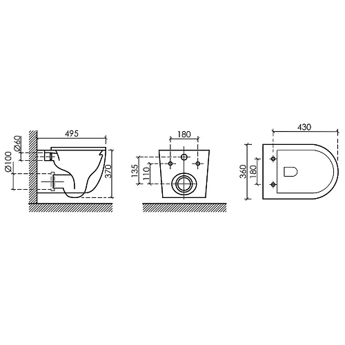 Унитаз подвесной Ceramica Nova UP CN4007MB черный матовый Унитаз подвесной Ceramica Nova UP CN4007MB черный матовый