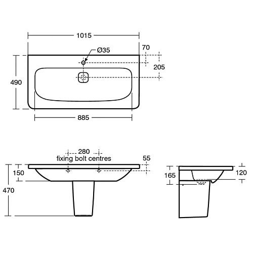 Раковина Ideal Standard TONIC II K087201 100 см Раковина Ideal Standard TONIC II K087201 100 см