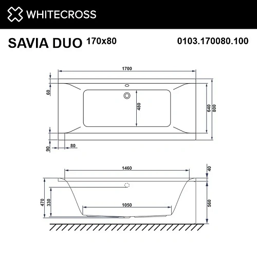 Акриловая ванна WHITECROSS Savia Duo 170x80 акрил 0103.170080.100 Акриловая ванна WHITECROSS Savia Duo 170x80 акрил 0103.170080.100