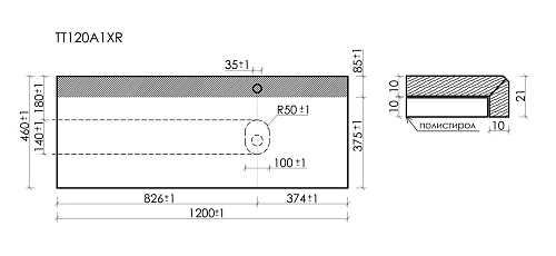 Столешница SANCOS 1200х460 black sky TT120A1XR, правая Столешница SANCOS 1200х460 black sky TT120A1XR, правая