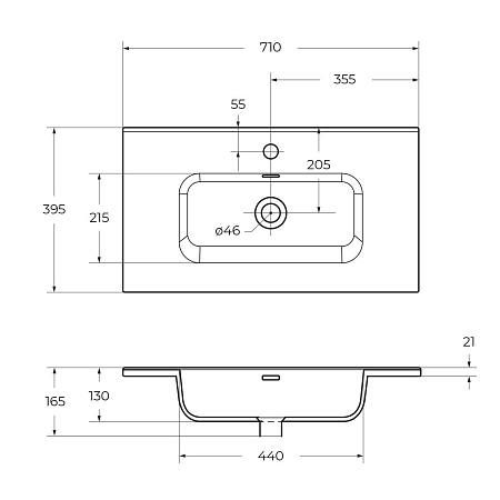 Раковина BelBagno BB700/390ETL 710x390 Раковина BelBagno BB700/390ETL 710x390