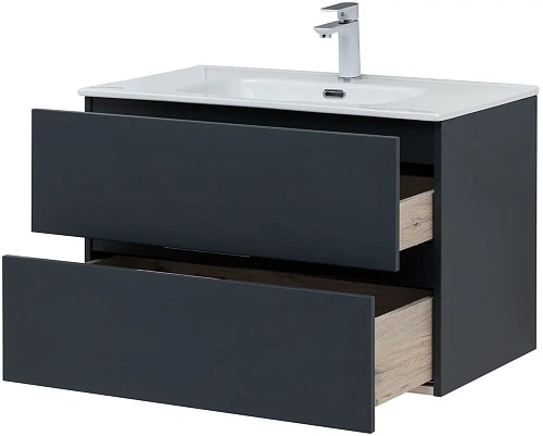 Тумба под раковину Aquanet Алвита New 80 2 ящика, антрацит 00277515 Тумба под раковину Aquanet Алвита New 80 2 ящика, антрацит 00277515