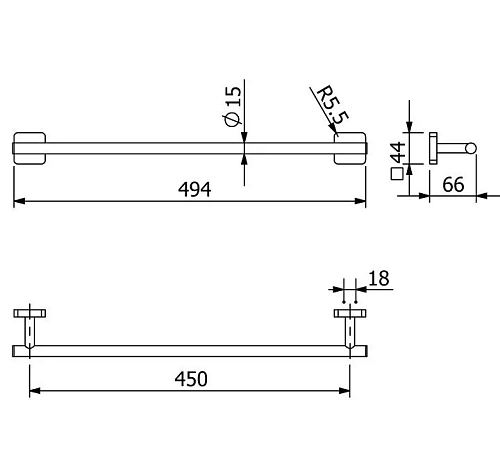 Полотенцедержатель Kludi VELA S 25980N2 оружейная сталь Полотенцедержатель Kludi VELA S 25980N2 оружейная сталь