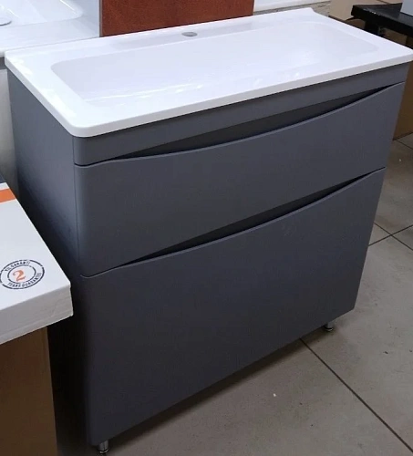 Тумба под раковину Style Line Бергамо мини 80 люкс PLUS серый СС-00002323 Тумба под раковину Style Line Бергамо мини 80 люкс PLUS серый СС-00002323