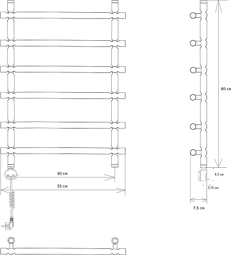 Полотенцесушитель электрический EWRIKA Медея B3 80х50 L, золото 473286 Полотенцесушитель электрический EWRIKA Медея B3 80х50 L, золото 473286
