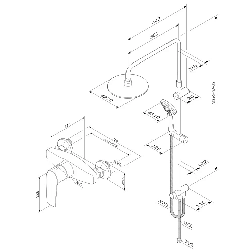 Душевая система AM.PMF42890A24 Gem Душевая система AM.PMF42890A24 Gem