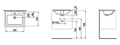 Раковина Laufen Pro A 1396.1 (8.1396.1.000.104.1, 560x440x170мм), встраиваемая сверху Раковина Laufen Pro A 1396.1 (8.1396.1.000.104.1, 560x440x170мм), встраиваемая сверху
