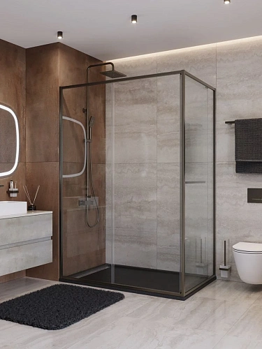 Душевой уголок CEZARES LUX-AH-FS-11-130/80-C-GM 130x80 см, профиль оружейная сталь, стекло прозрачное Душевой уголок CEZARES LUX-AH-FS-11-130/80-C-GM 130x80 см, профиль оружейная сталь, стекло прозрачное