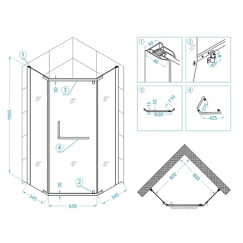 Душевой уголок RGW Passage PA-81 01088188-21 Душевой уголок RGW Passage PA-81 01088188-21