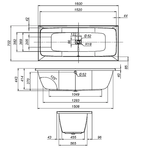 Акриловая ванна AM.PM Func W84A-160-070W-A 160х70 Акриловая ванна AM.PM Func W84A-160-070W-A 160х70