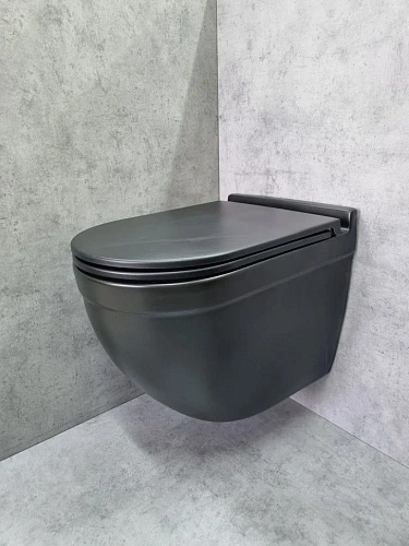 Унитаз подвесной CeramaLux 2198MB черный матовый с крышкой микролифт Унитаз подвесной CeramaLux 2198MB черный матовый с крышкой микролифт