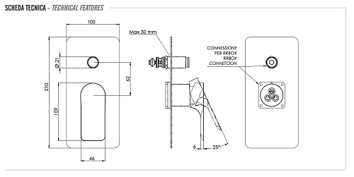 Смеситель для душа Remer Infinity I09KBNPO, никель матовый брашированный Смеситель для душа Remer Infinity I09KBNPO, никель матовый брашированный