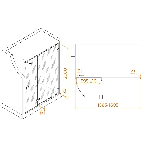 Душевая дверь RGW Stilvoll SV-004 1600 мм хром 353200416-11 Душевая дверь RGW Stilvoll SV-004 1600 мм хром 353200416-11