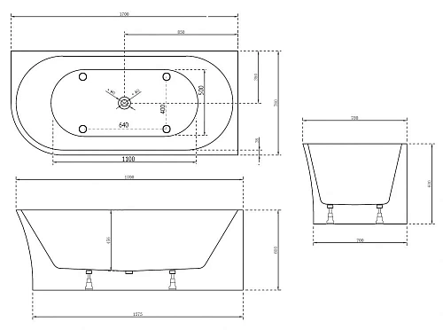 Акриловая ванна ABBER AB9257-1.7 R 170x78 правосторонняя, белая Акриловая ванна ABBER AB9257-1.7 R 170x78 правосторонняя, белая