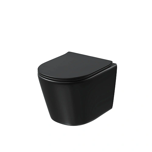 Унитаз подвесной GROSSMAN GR-4477BMSQ 485x360x330 черный матовый безободковый смыв торнадо бесшумный с сиденьем Унитаз подвесной GROSSMAN GR-4477BMSQ 485x360x330 черный матовый безободковый смыв торнадо бесшумный с сиденьем