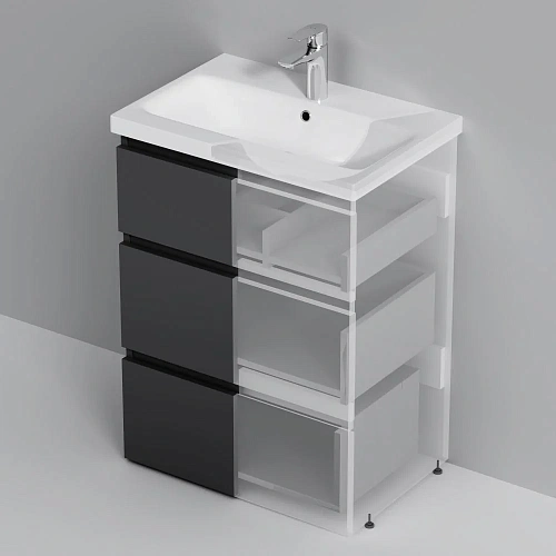 Тумба под раковину AM.PM Gem S M91FSX0602GM S, напольная, 60 см, графит матовый Тумба под раковину AM.PM Gem S M91FSX0602GM S, напольная, 60 см, графит матовый