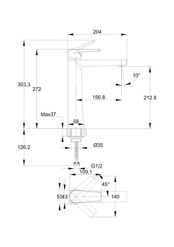 Смеситель для раковины Cersanit MODUO (A64095) однорычажный 64095 Смеситель для раковины Cersanit MODUO (A64095) однорычажный 64095