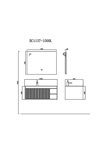 Тумба с раковиной Orans BC-1137-1000 столешница RB006, раковина, цвет: PU030 (1000x550x400) 11371000 Тумба с раковиной Orans BC-1137-1000 столешница RB006, раковина, цвет: PU030 (1000x550x400) 11371000