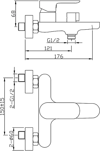 Смеситель для ванны STWORKI Ноттвиль NO-04b 550702 Смеситель для ванны STWORKI Ноттвиль NO-04b 550702