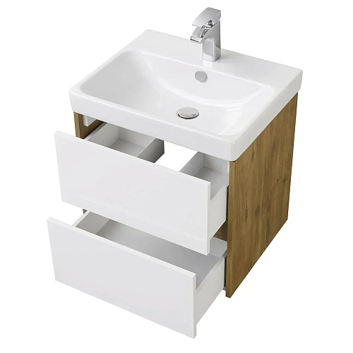 Тумба под раковину Aquaton Сканди 55 белая, дуб рустикальный 1A251701SDZ90 Тумба под раковину Aquaton Сканди 55 белая, дуб рустикальный 1A251701SDZ90