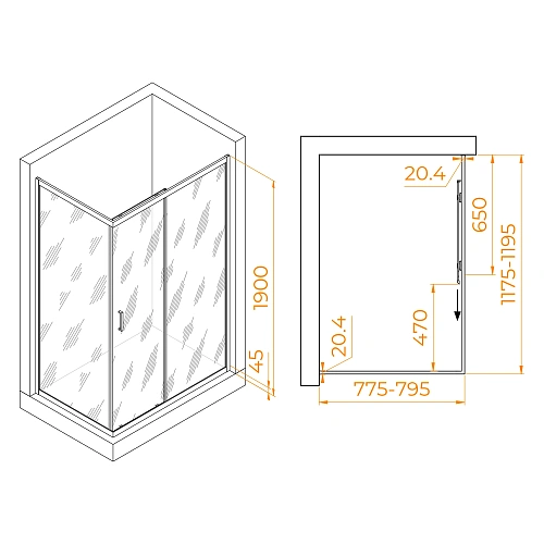 Душевой уголок RGW PA-245B 800x1200 мм 410824582-14 черный Easy Clean Душевой уголок RGW PA-245B 800x1200 мм 410824582-14 черный Easy Clean