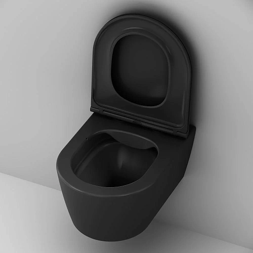 Унитаз подвесной AM.PM Func C8F1700MBSC FlashClean с сиденьем микролифт, черный матовый Унитаз подвесной AM.PM Func C8F1700MBSC FlashClean с сиденьем микролифт, черный матовый