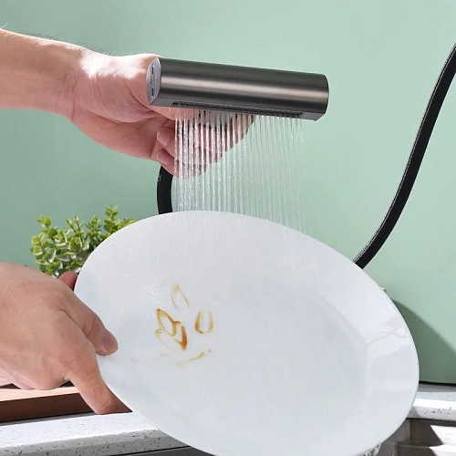 Смеситель для кухни Splenka S206.49.09 с выдвижным изливом, графит Смеситель для кухни Splenka S206.49.09 с выдвижным изливом, графит