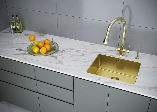 Кухонная мойка Paulmark LASSAN 49 UN LA49-LG, светлое золото, 490х440мм Кухонная мойка Paulmark LASSAN 49 UN LA49-LG, светлое золото, 490х440мм