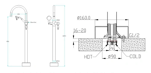 Смеситель для ванны Boheme IMPERIALE 289 напольный Смеситель для ванны Boheme IMPERIALE 289 напольный