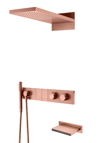Душевая система Boheme ZODIAC 133-2-CB встраиваемая с изливом с термостатом, Copper Brushed Душевая система Boheme ZODIAC 133-2-CB встраиваемая с изливом с термостатом, Copper Brushed